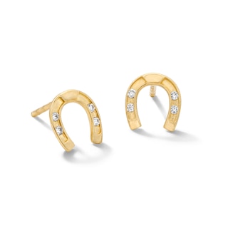 10K Solid Gold 1/20 CT. T.W. Lab-Grown Diamond Horseshoe Studs