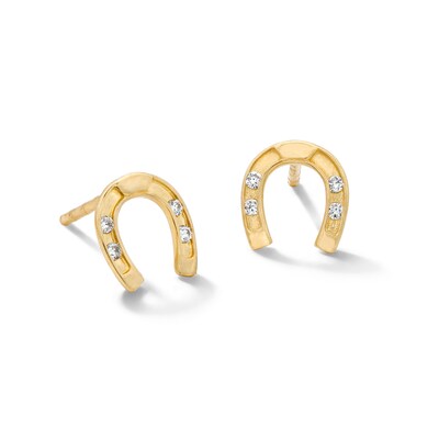 10K Solid Gold 1/20 CT. T.W. Lab-Grown Diamond Horseshoe Studs
