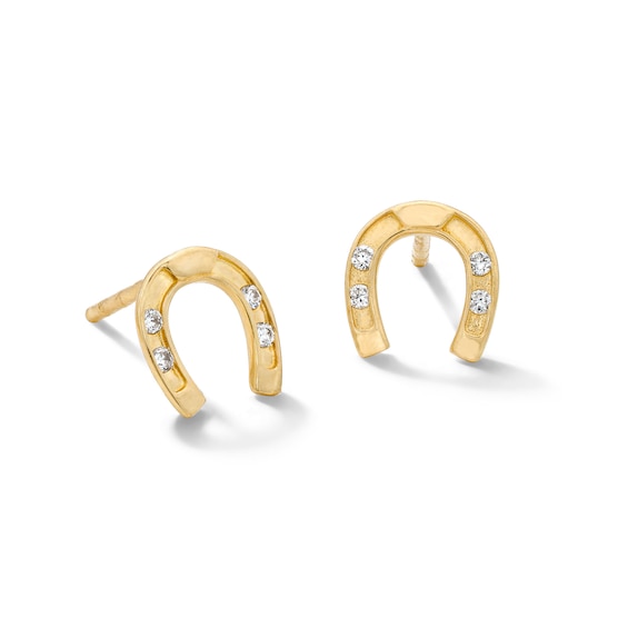 10K Solid Gold 1/20 CT. T.W. Lab-Grown Diamond Horseshoe Studs