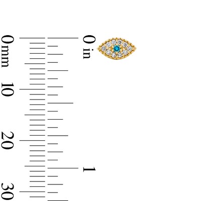 10K Solid Gold 1/10 CT. T.W. Lab-Grown Diamond and Lab-Created Sapphire Evil Eye Studs