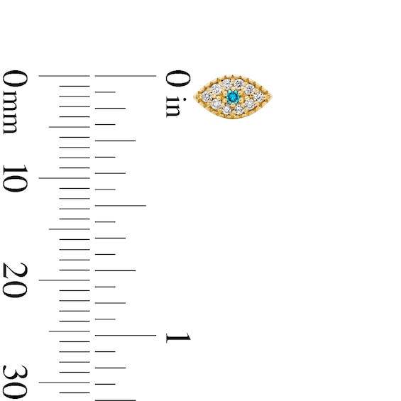 10K Solid Gold 1/10 CT. T.W. Lab-Grown Diamond and Lab-Created Sapphire Evil Eye Studs