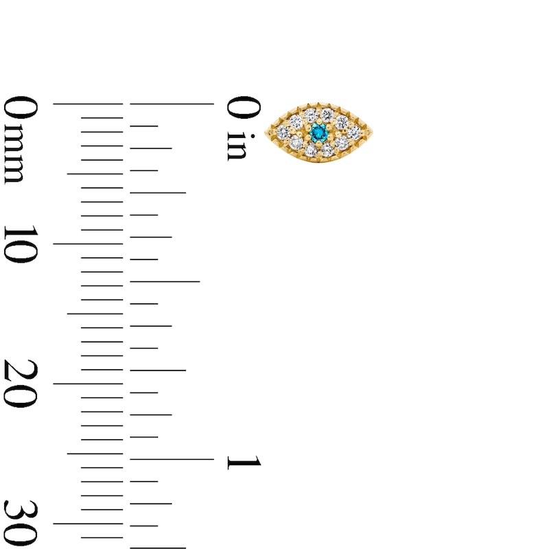 Main Image 2 of 10K Solid Gold 1/10 CT. T.W. Lab-Grown Diamond and Lab-Created Sapphire Evil Eye Studs