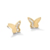 Thumbnail Image 1 of 10K Solid Gold 1/15 CT. T.W. Lab-Grown Diamond Butterfly Studs
