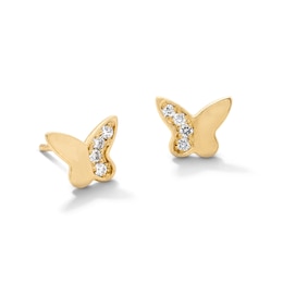 10K Solid Gold 1/15 CT. T.W. Lab-Grown Diamond Butterfly Studs