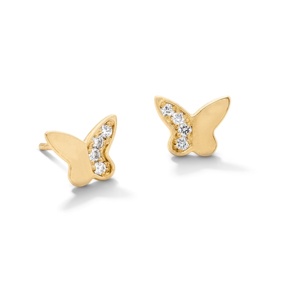 10K Solid Gold 1/15 CT. T.W. Lab-Grown Diamond Butterfly Studs