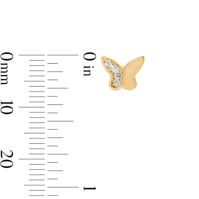 10K Solid Gold 1/15 CT. T.W. Lab-Grown Diamond Butterfly Studs