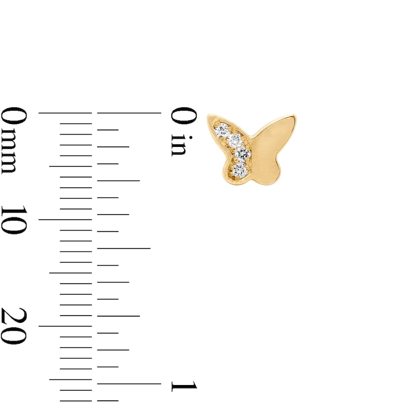 Main Image 2 of 10K Solid Gold 1/15 CT. T.W. Lab-Grown Diamond Butterfly Studs