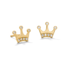 10K Solid Gold 1/15 CT. T.W. Lab-Grown Diamond Crown Studs