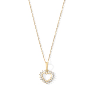 10K Solid Gold 1/5 CT. T.W. Lab-Grown Diamond Heart Halo Pendant - 16” + 2"