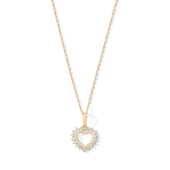 10K Solid Gold 1/5 CT. T.W. Lab-Grown Diamond Heart Halo Pendant - 16” + 2"