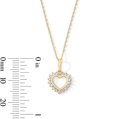 10K Solid Gold 1/5 CT. T.W. Lab-Grown Diamond Heart Halo Pendant - 16” + 2"