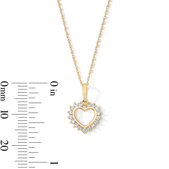 10K Solid Gold 1/5 CT. T.W. Lab-Grown Diamond Heart Halo Pendant - 16” + 2"