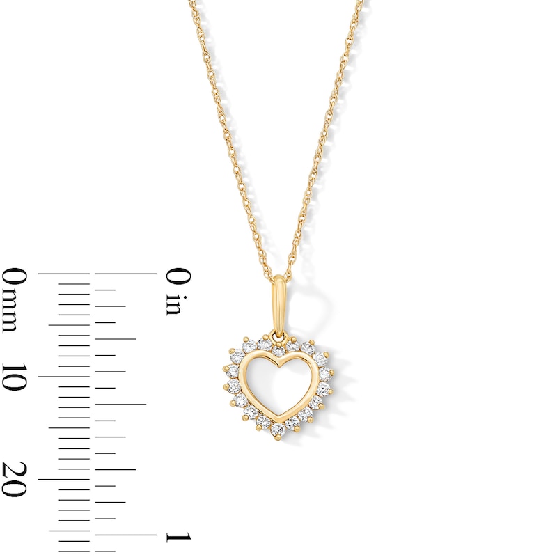 Main Image 3 of 10K Solid Gold 1/5 CT. T.W. Lab-Grown Diamond Open Heart Rope Chain Pendant - 16” + 2"