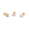 Thumbnail Image 1 of Yellow Ion-Plated CZ Pink Cartilage Stud Set - 18G 1/4"