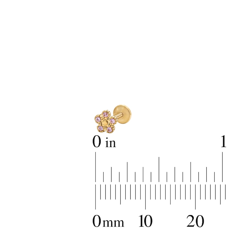 Main Image 2 of Yellow Ion-Plated CZ Pink Cartilage Stud Set - 18G 1/4"