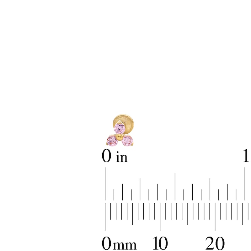 Main Image 3 of Yellow Ion-Plated CZ Pink Cartilage Stud Set - 18G 1/4"