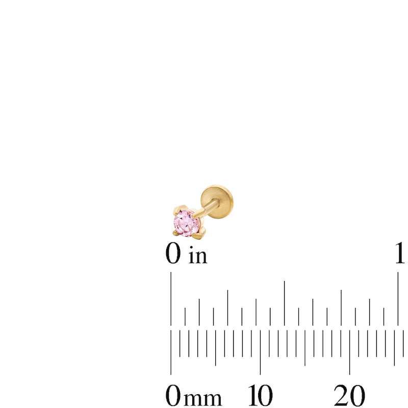 Main Image 4 of Yellow Ion-Plated CZ Pink Cartilage Stud Set - 18G 1/4"