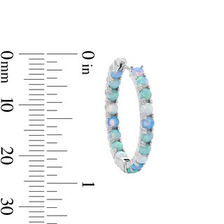 Solid Sterling Silver Simulated Opal Inside-Out Hoops