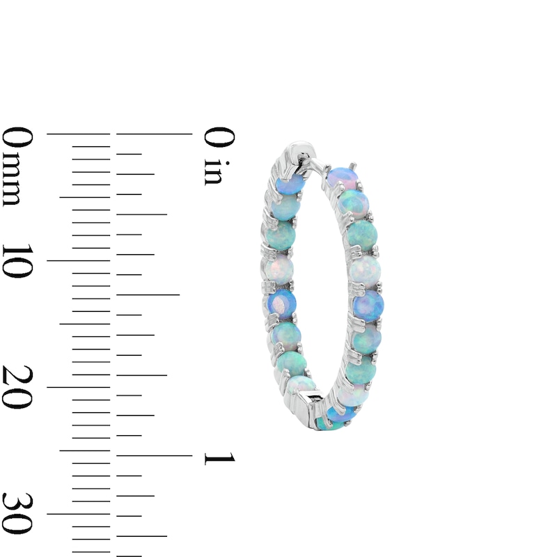 Main Image 2 of Solid Sterling Silver Simulated Opal Inside-Out Hoops