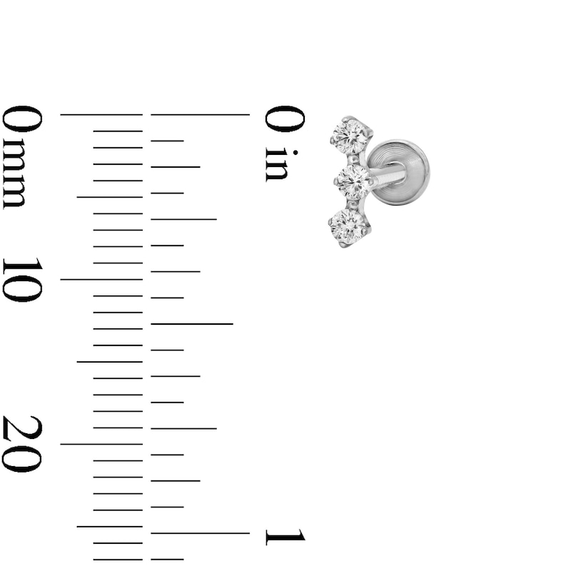 Main Image 4 of Stainless Steel CZ Cartilage Stud Set - 16G 5/16"