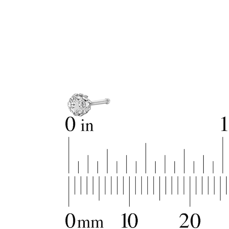 Main Image 2 of Semi-Solid Stainless Steel CZ and Crystal Nose Stud Set - 20G 1/4"