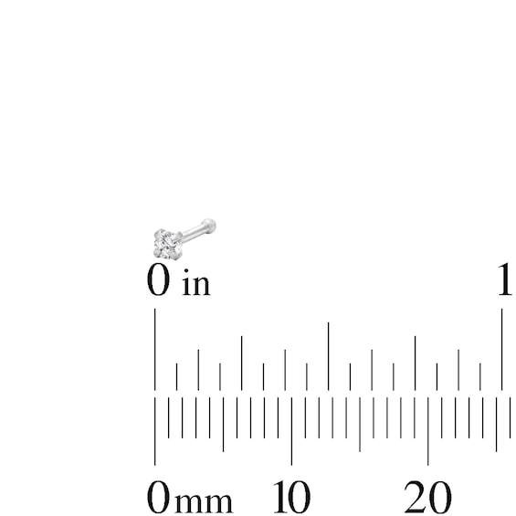 Semi-Solid Stainless Steel CZ and Crystal Nose Stud Set - 20G 1/4"