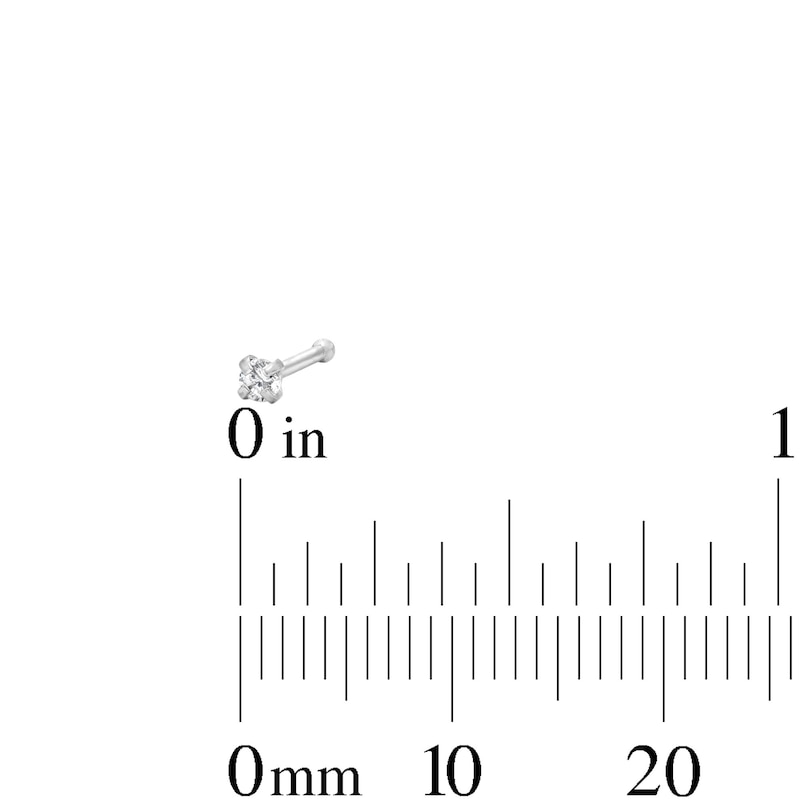 Main Image 4 of Semi-Solid Stainless Steel CZ and Crystal Nose Stud Set - 20G 1/4"