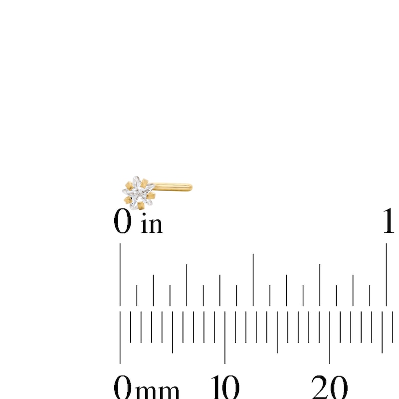 Main Image 3 of Yellow Ion-Plated CZ Heart, Star and Round Nose Stud Set - 20G 7/16"
