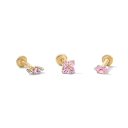 Yellow Ion-Plated CZ Pink Cartilage Stud Set - 16G 5/16"