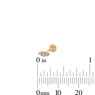 Yellow Ion-Plated CZ Pink Cartilage Stud Set - 16G 5/16"