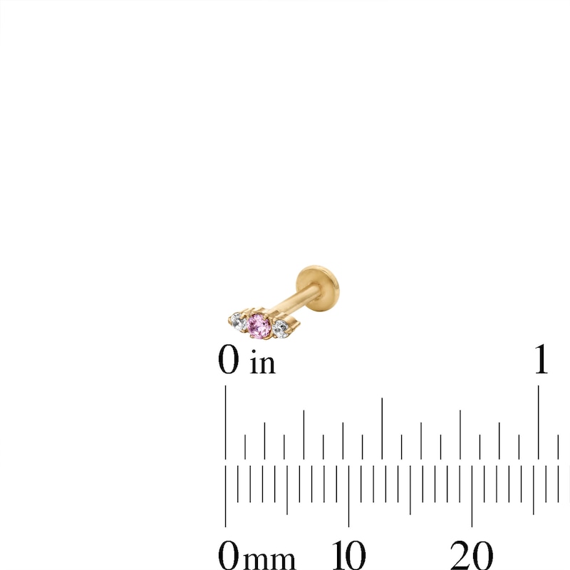 Main Image 2 of Yellow Ion-Plated CZ Pink Cartilage Stud Set - 16G 5/16"