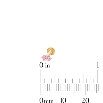 Yellow Ion-Plated CZ Pink Cartilage Stud Set - 16G 5/16"