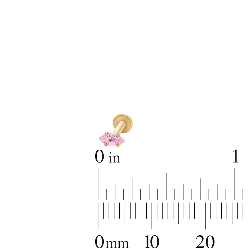 Main Image 4 of Yellow Ion-Plated CZ Pink Cartilage Stud Set - 16G 5/16"