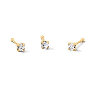 Yellow Ion-Plated Crystal Nose Bone Stud Trio – 22G 1/4"