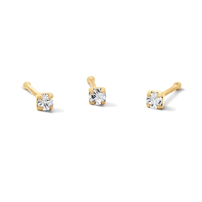 Yellow Ion-Plated Crystal Nose Bone Stud Trio – 22G 1/4"