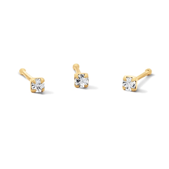 Yellow Ion-Plated Crystal Nose Bone Stud Trio – 22G 1/4"