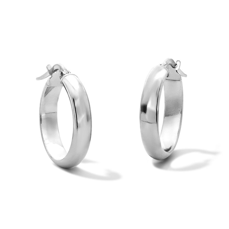 Main Image 1 of Hollow Sterling Silver Domed Hoops