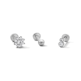 Stainless Steel CZ Cartilage Stud Set - 16G 5/16"