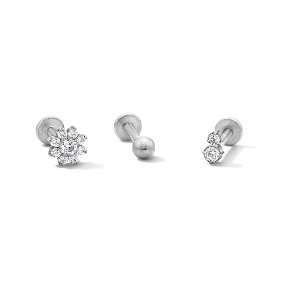 Stainless Steel CZ Cartilage Stud Set - 16G 5/16"