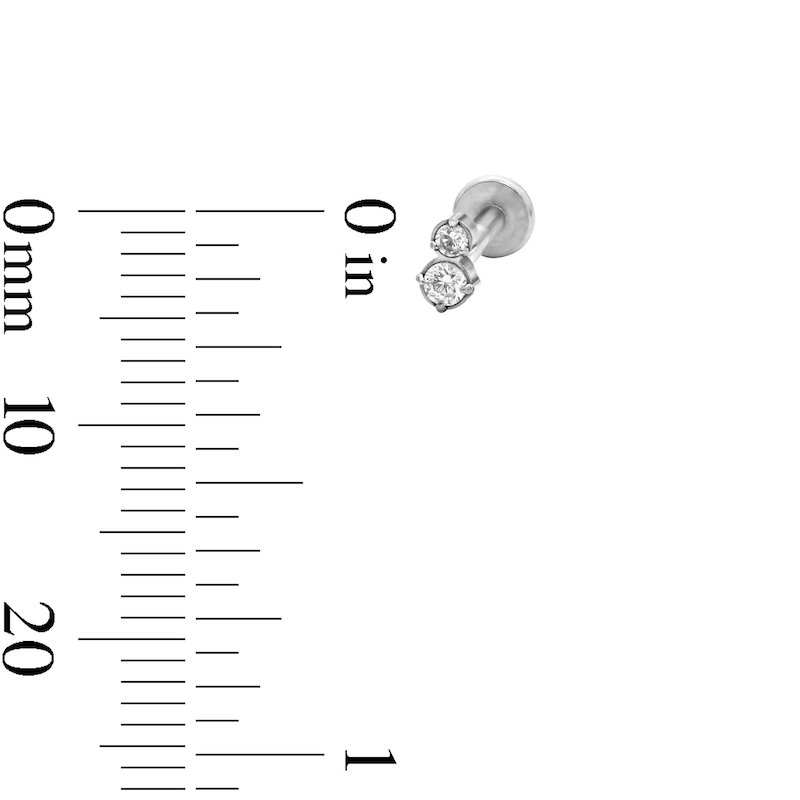 Main Image 4 of Stainless Steel CZ Cartilage Stud Set - 16G 5/16"