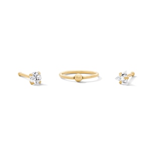 Yellow Ion-Plated CZ Nose Stud and Ring Set - 20G 1/4"