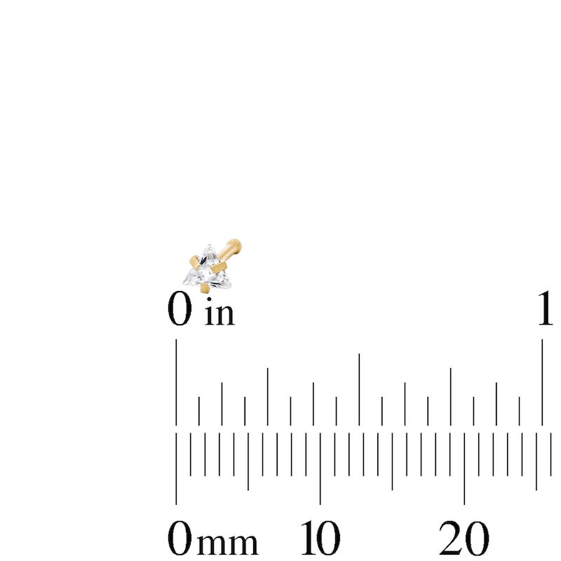 Main Image 4 of Yellow Ion-Plated CZ Nose Stud and Ring Set - 20G 1/4"