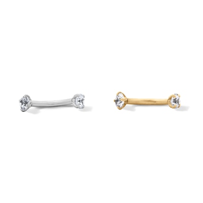 Yellow Ion-Plated and Stainless Steel CZ Curved Barbell Set – 16G 5/16"