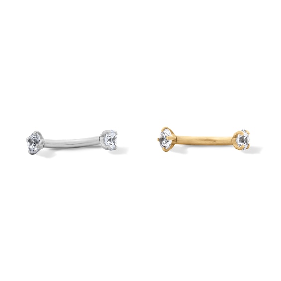 Yellow Ion-Plated and Stainless Steel CZ Curved Barbell Set – 16G 5/16"