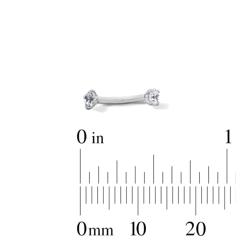 Main Image 2 of Yellow Ion-Plated and Stainless Steel CZ Curved Barbell Set – 16G 5/16"