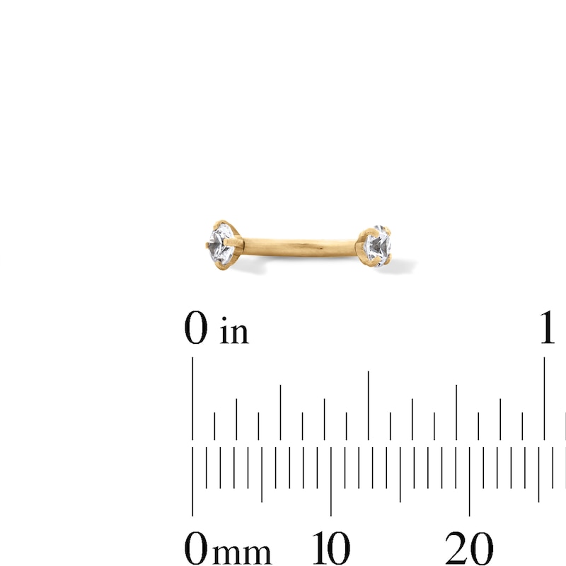Main Image 3 of Yellow Ion-Plated and Stainless Steel CZ Curved Barbell Set – 16G 5/16"