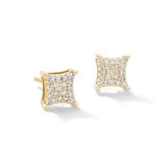 10K Gold 1/5 CT. T.W. Lab-Grown Diamond Pavé Curved Square Studs