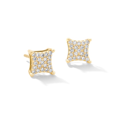 10K Gold 1/5 CT. T.W. Lab-Grown Diamond Pavé Curved Square Studs