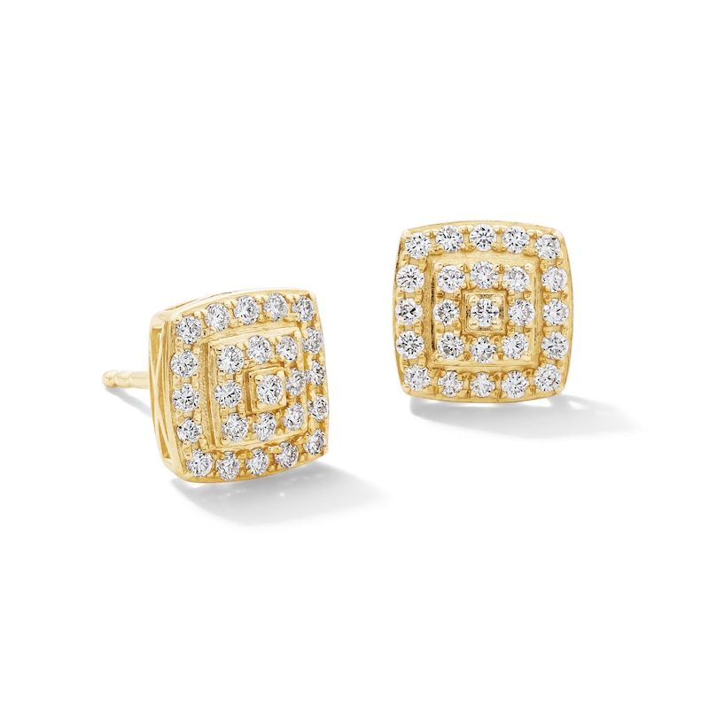 Main Image 1 of 10K Gold 1/3 CT. T.W. Lab-Grown Diamond Stepped Double Frame Stud Earrings