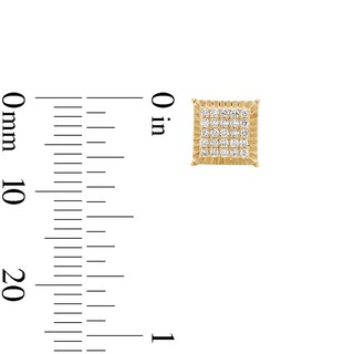 10K Solid Gold 1/5 CT. T.W. Lab-Grown Diamond Fluted Edge Square Studs